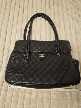 CHANEL Ligne Cambon Black Quilted Leather Flap Bag